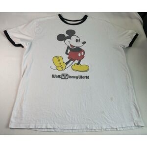 Walt Disney World Mickey‎ Mouse Ringer Shirt Size XL White with Black